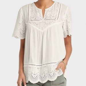 White eyelet top